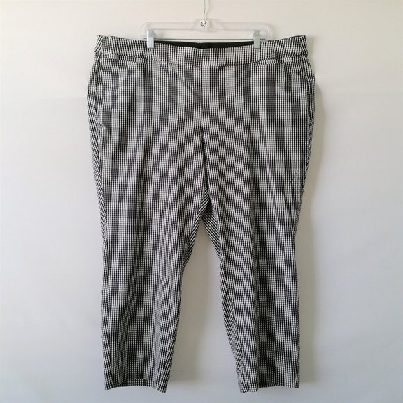 Lane Bryant The Allie Womens Gray Stretch Gingham Print Dress Pants Size 28R - Picture 1 of 6